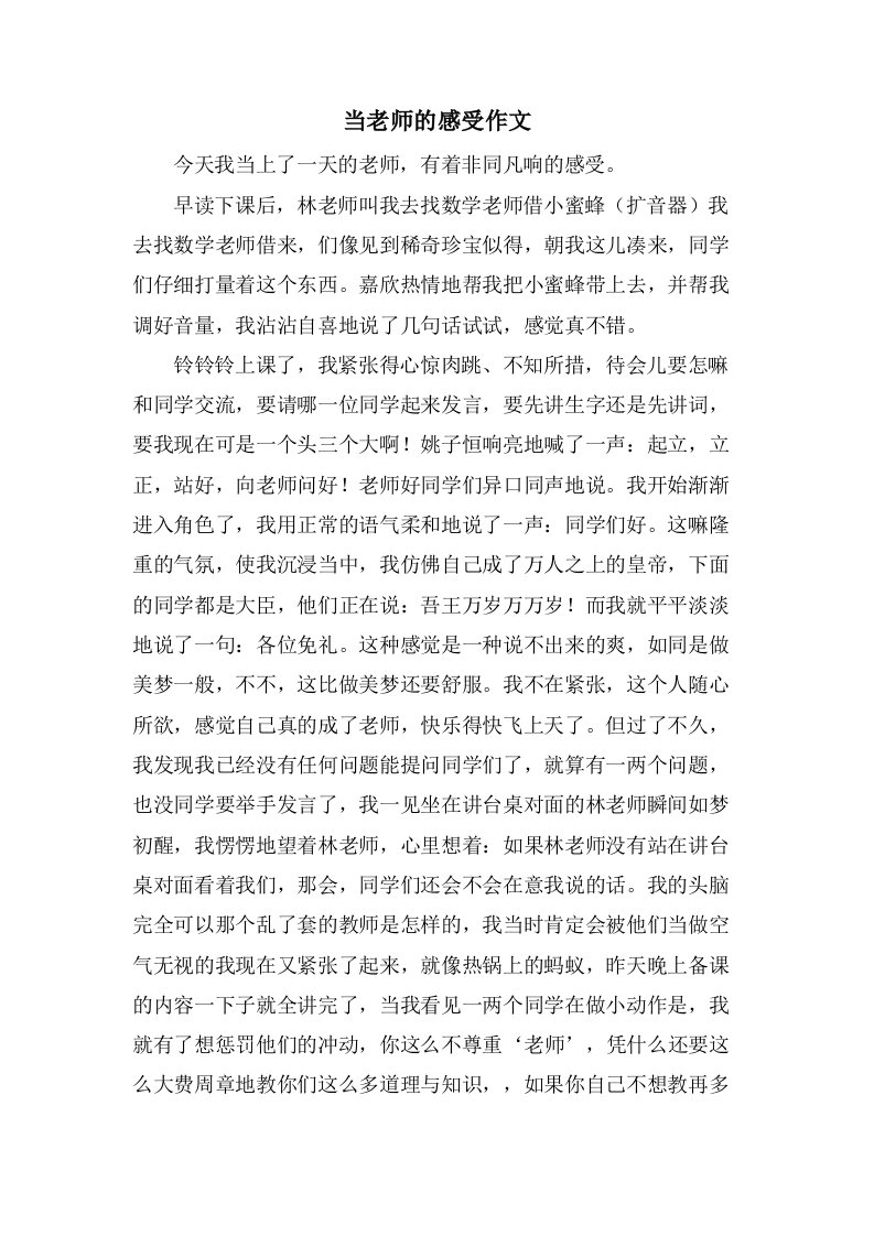 当老师的感受作文