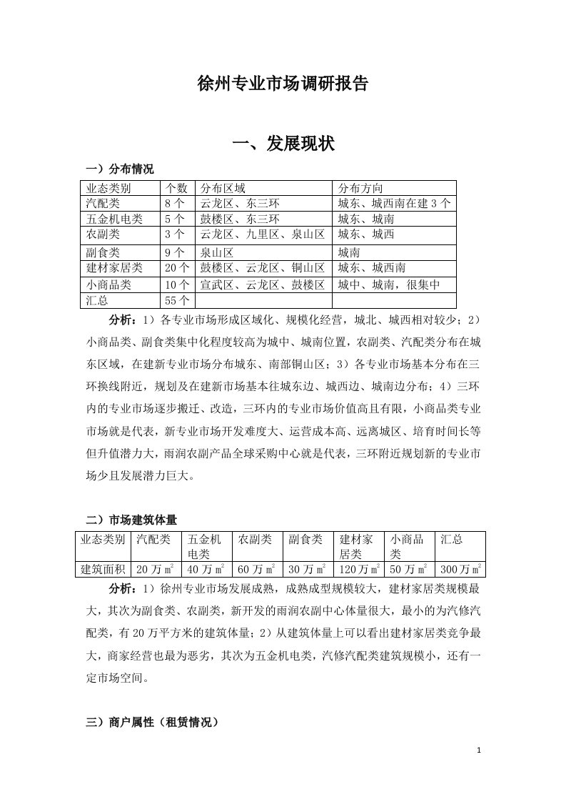 徐州商业专业市调研报告