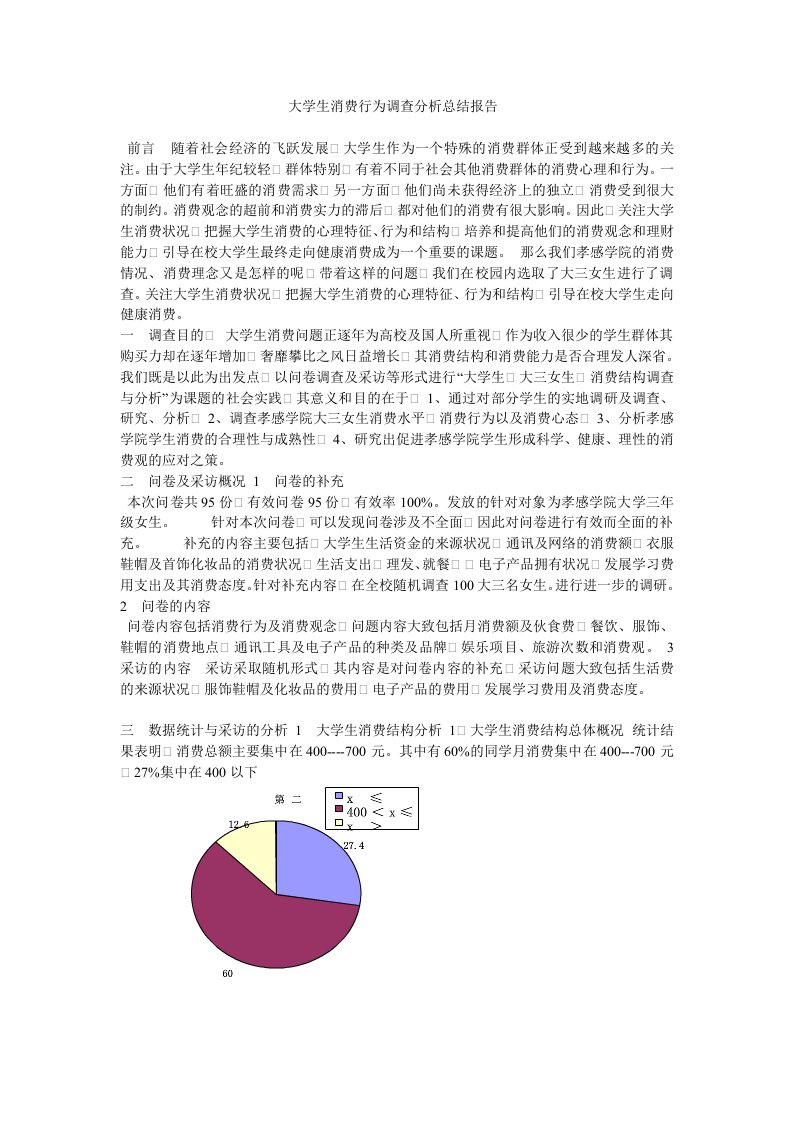 大学生消费行为调查分析总结报告