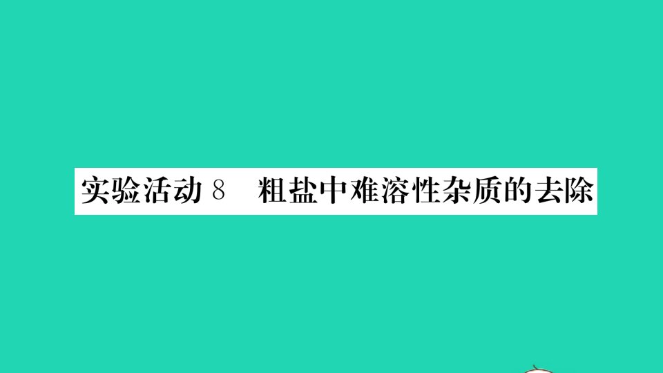 通用版九年级化学下册第十一单元盐化肥实验活动8粗盐中难溶性杂质的去除作业课件新版新人教版