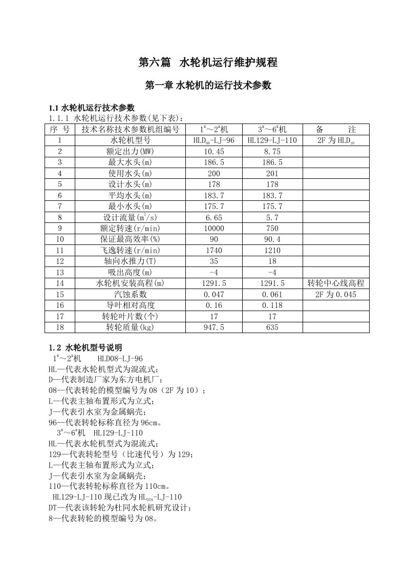 水轮机运行维护规程