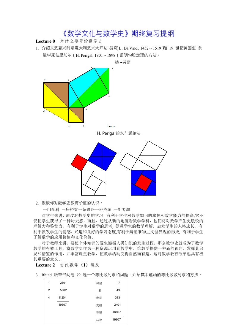 数学文化与数学史