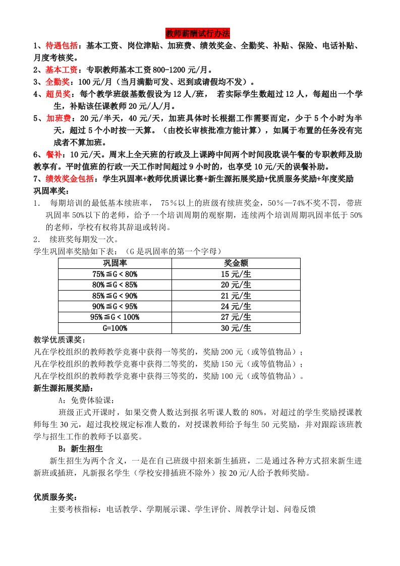 学校教师工资待遇修订版