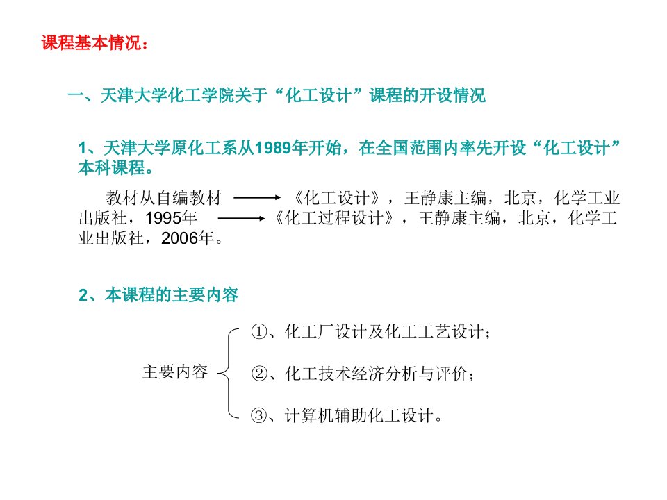 天津大学化工设计教案第一章化工过程设计王静康