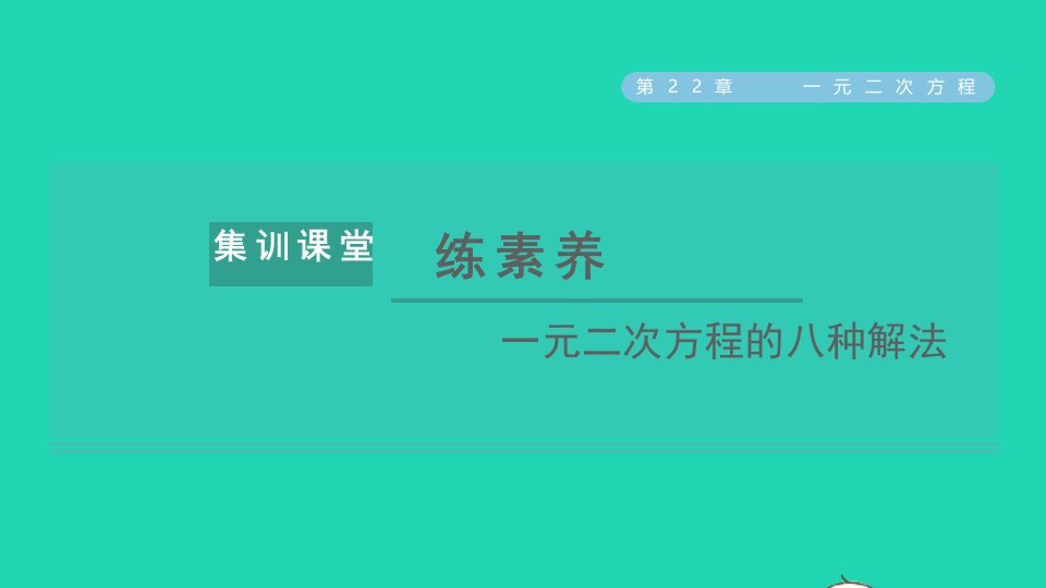 2021秋九年级数学上册第22章一元二次方程集训课堂练素养一元二次方程的八种解法课件新版华东师大版