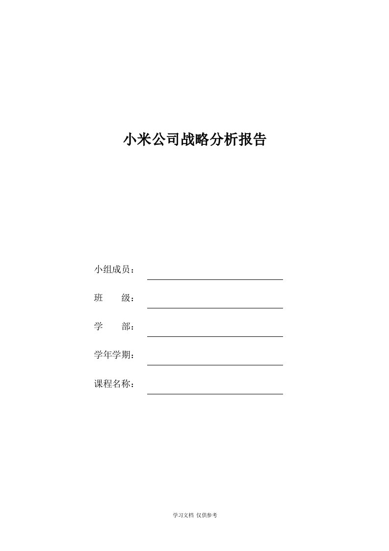 小米公司战略分析报告DOC