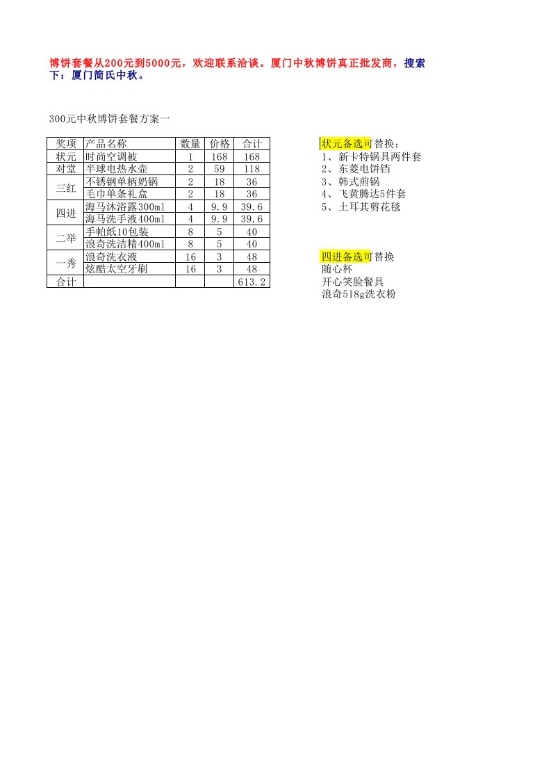 300元厦门中秋博饼套餐方案--简氏中秋