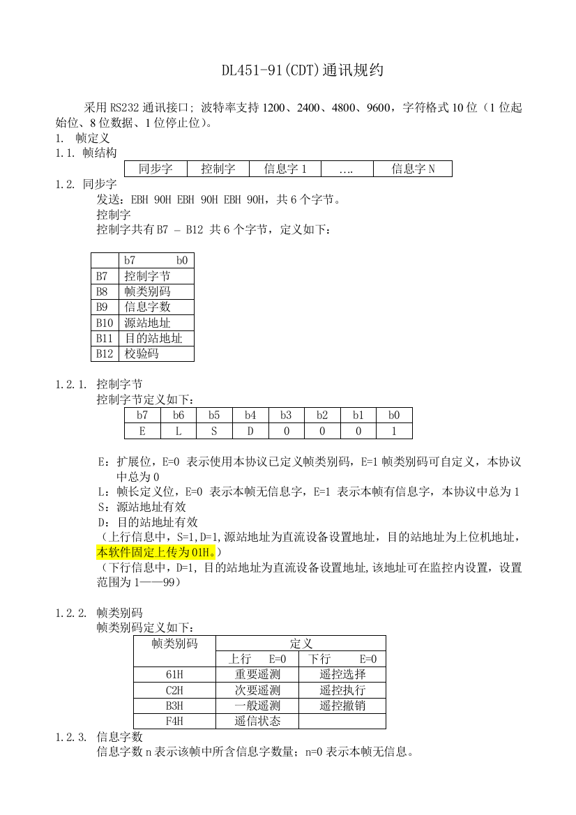 DLCDT通讯规约