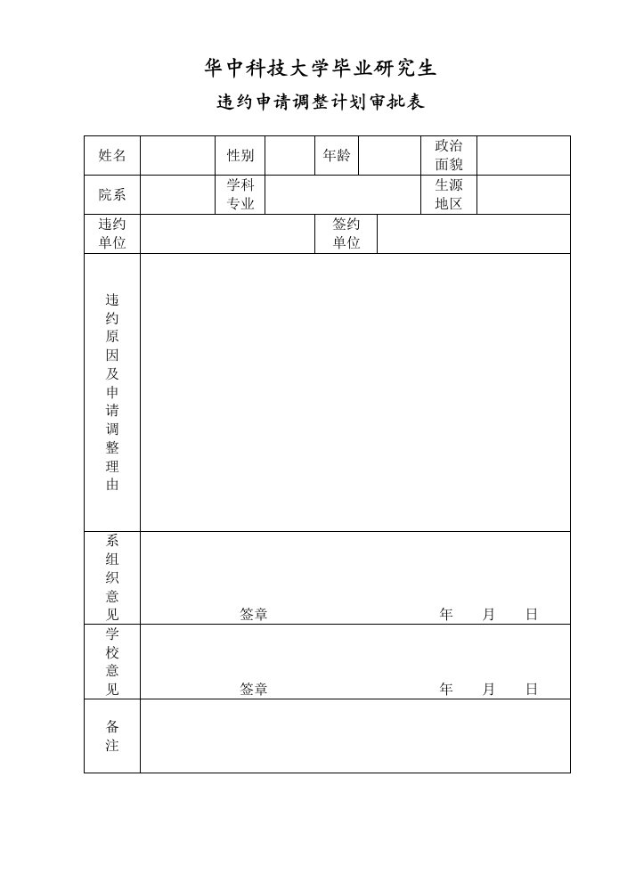 华中科技大学毕业研究生