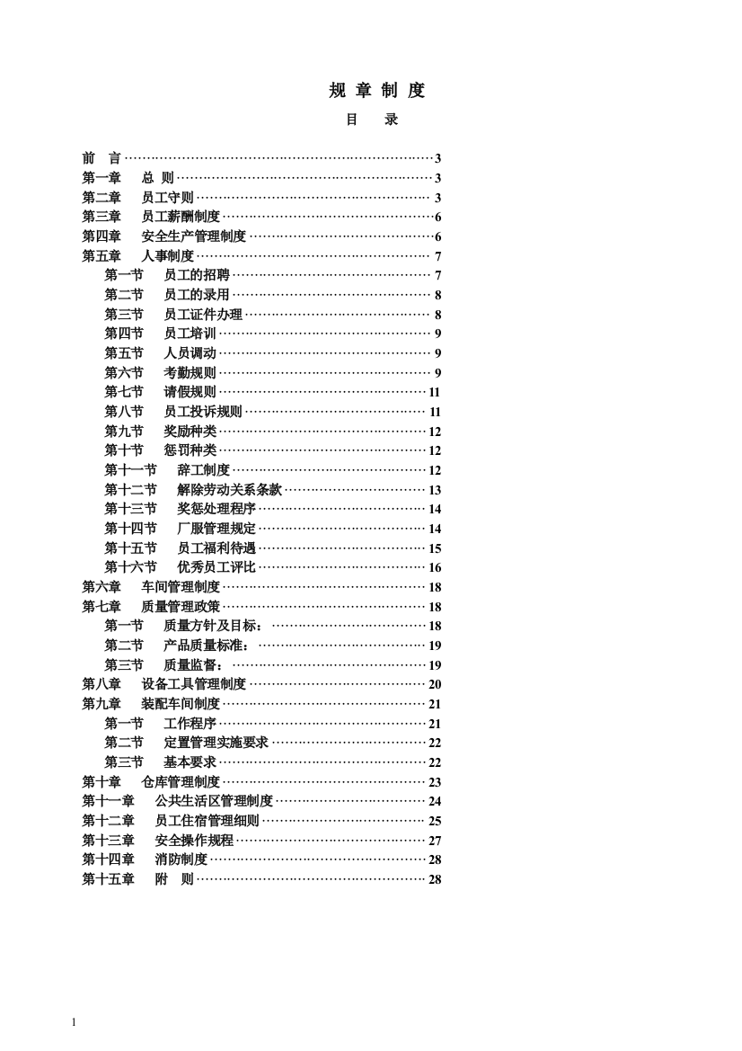 工厂规章制度(简)