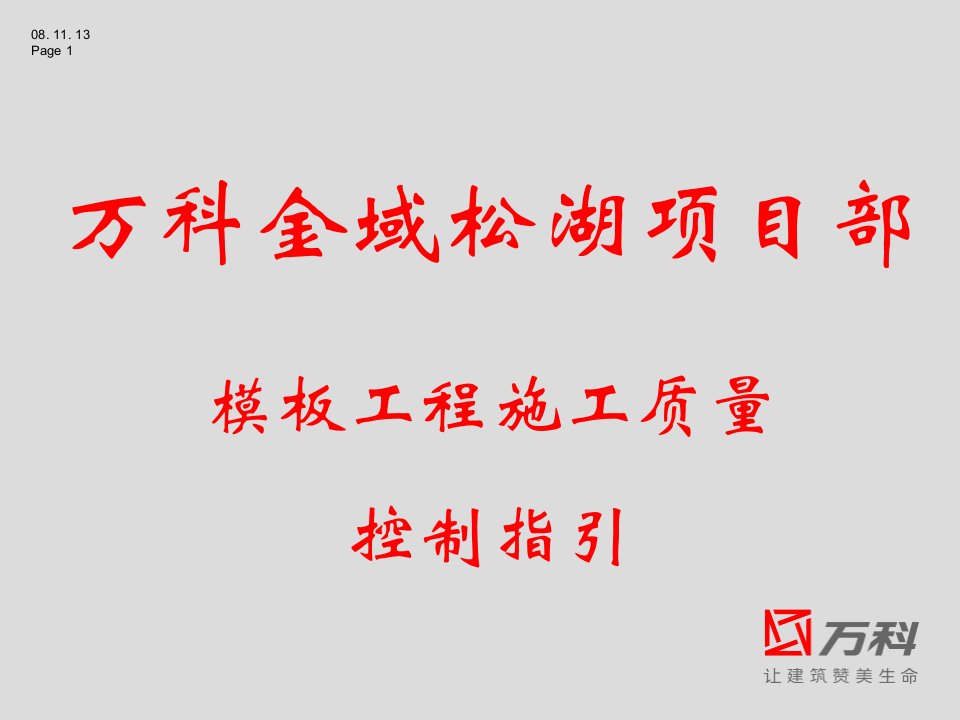 某地产工程体系—模板工程施工质量控制指引