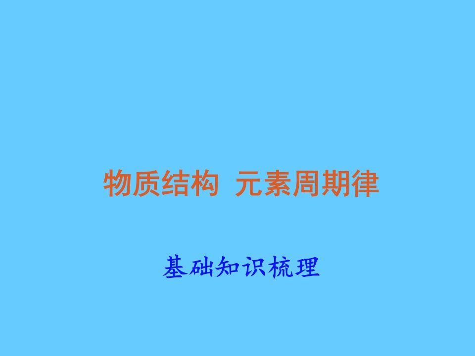 高三化学知识点梳理(元素周期律、原子结构)课件