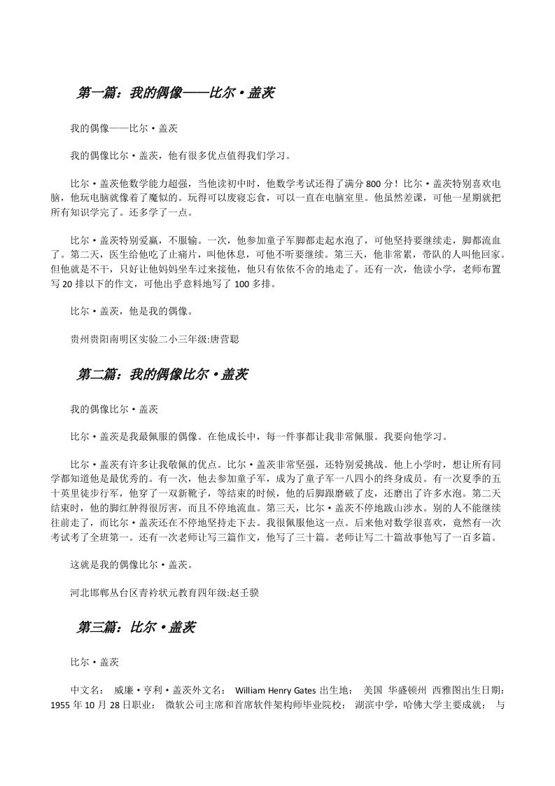 我的偶像——比尔·盖茨[修改版]