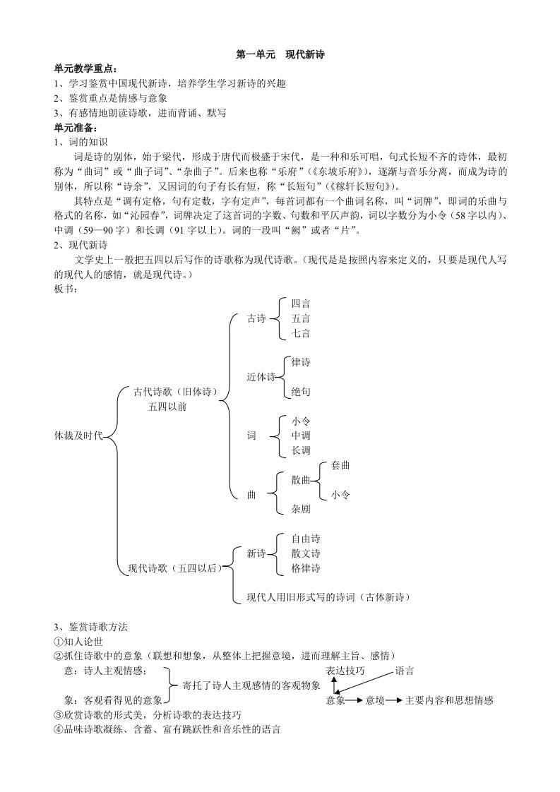 人教版语文必修一第一单元教案