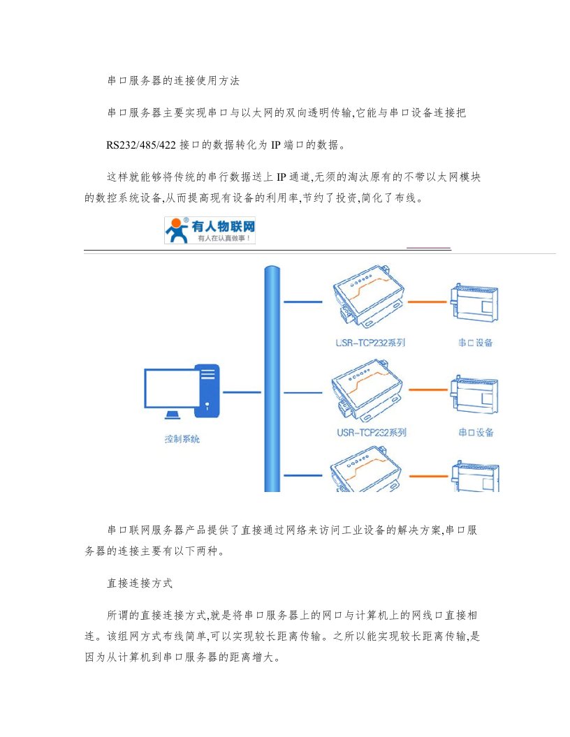 串口服务器的连接使用方法--有人物联网