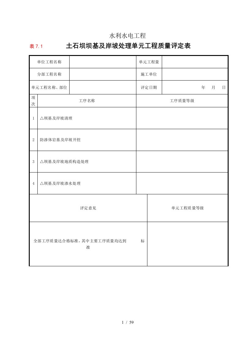 泸定县新城建设-水利工程检评表-8第八部分碾压式土石