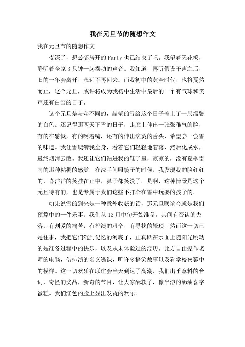 我在元旦节的随想作文