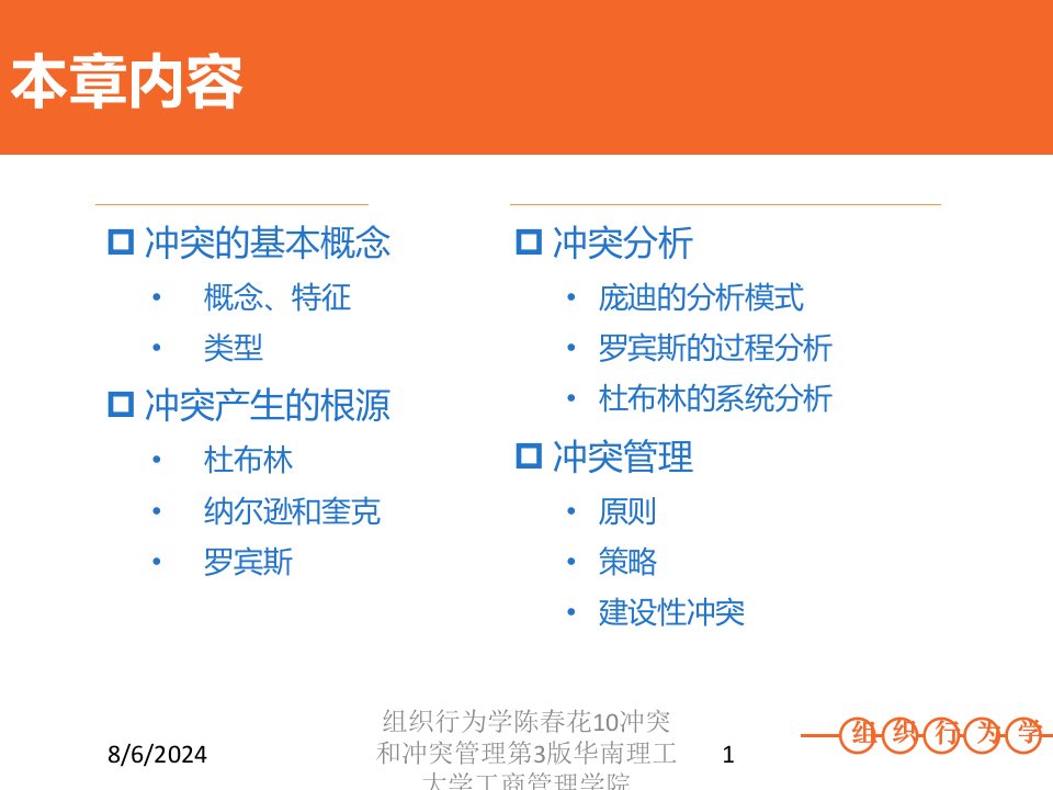 2021年组织行为学陈春花10冲突和冲突管理第3版华南理工大学工商管理学院讲义