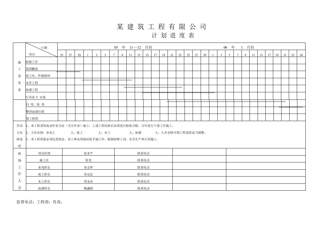 工程资料-施工进度表