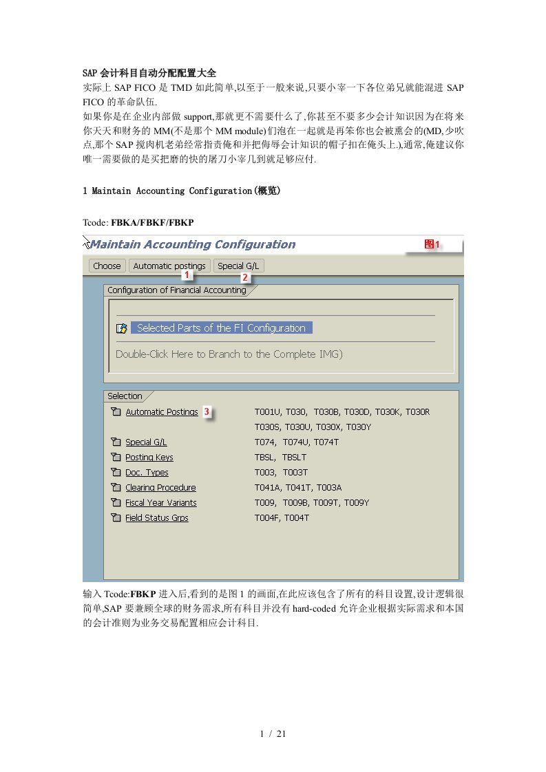 SAP会计科目自动分配配置大全