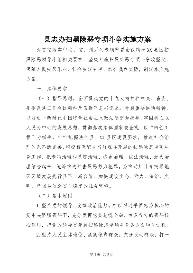 6县志办扫黑除恶专项斗争实施方案