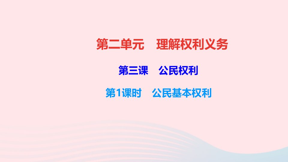 八年级道德与法治下册第二单元理解权利义务第三课公民权利第1框公民基本权利作业课件新人教版