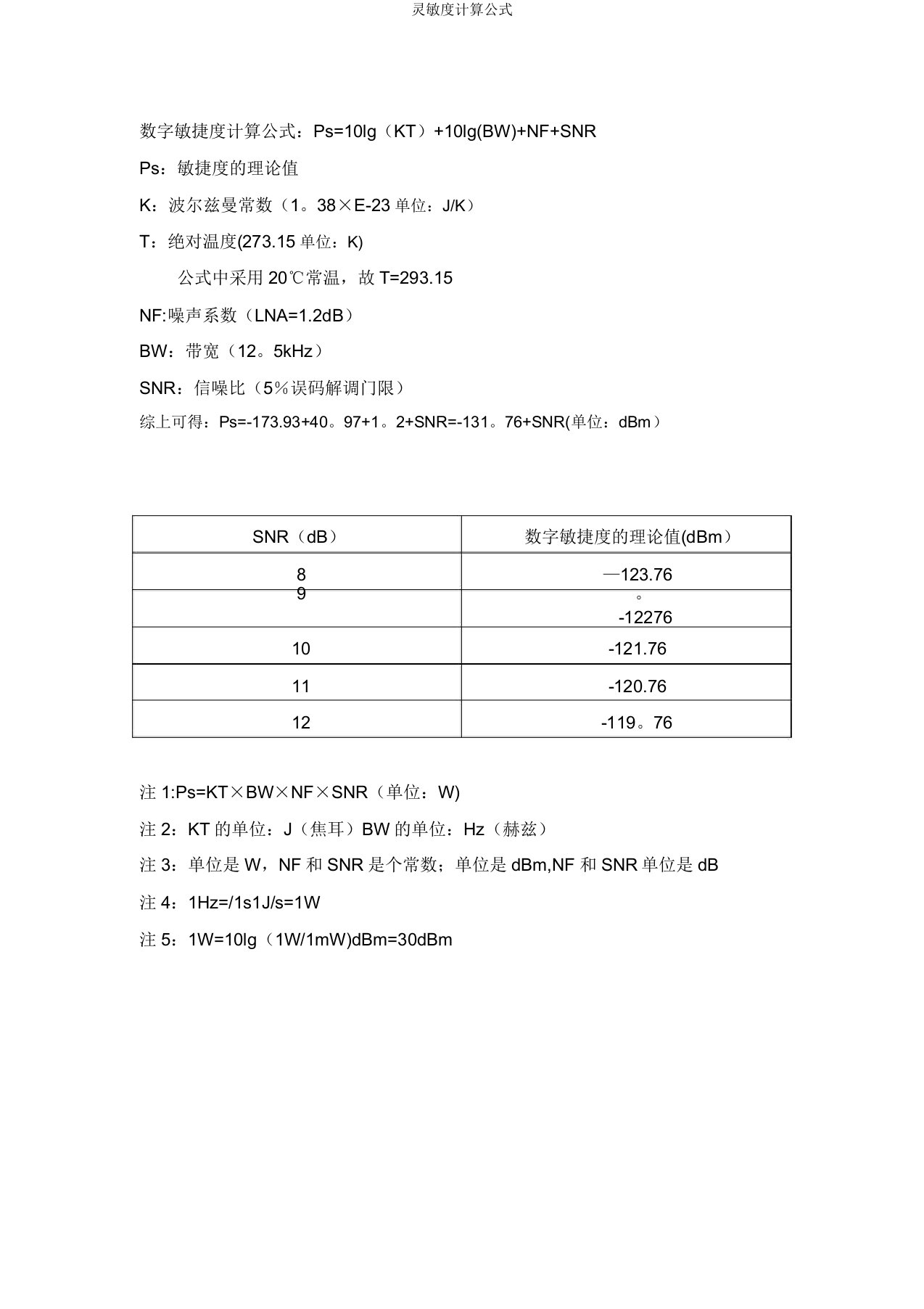 灵敏度计算公式