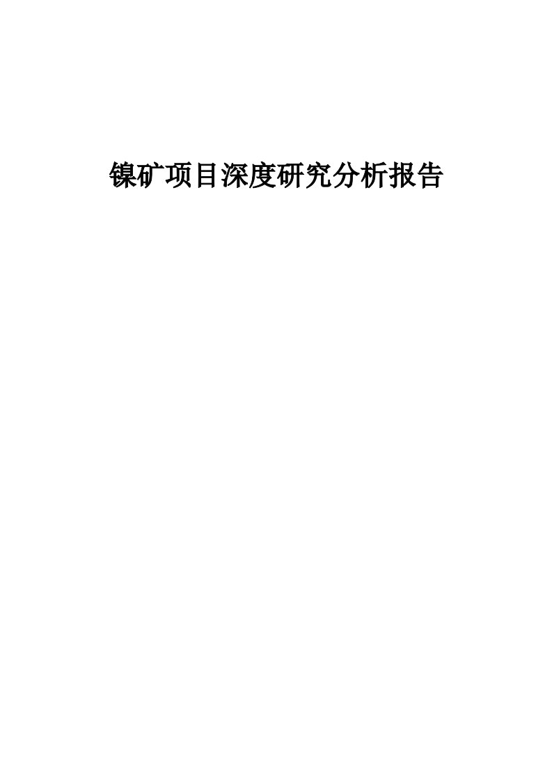 镍矿项目深度研究分析报告