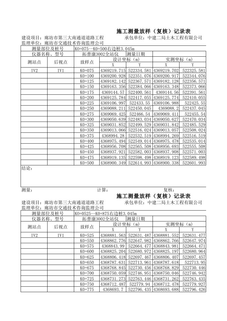 建筑工程管理-施工测量报验桥涵放样