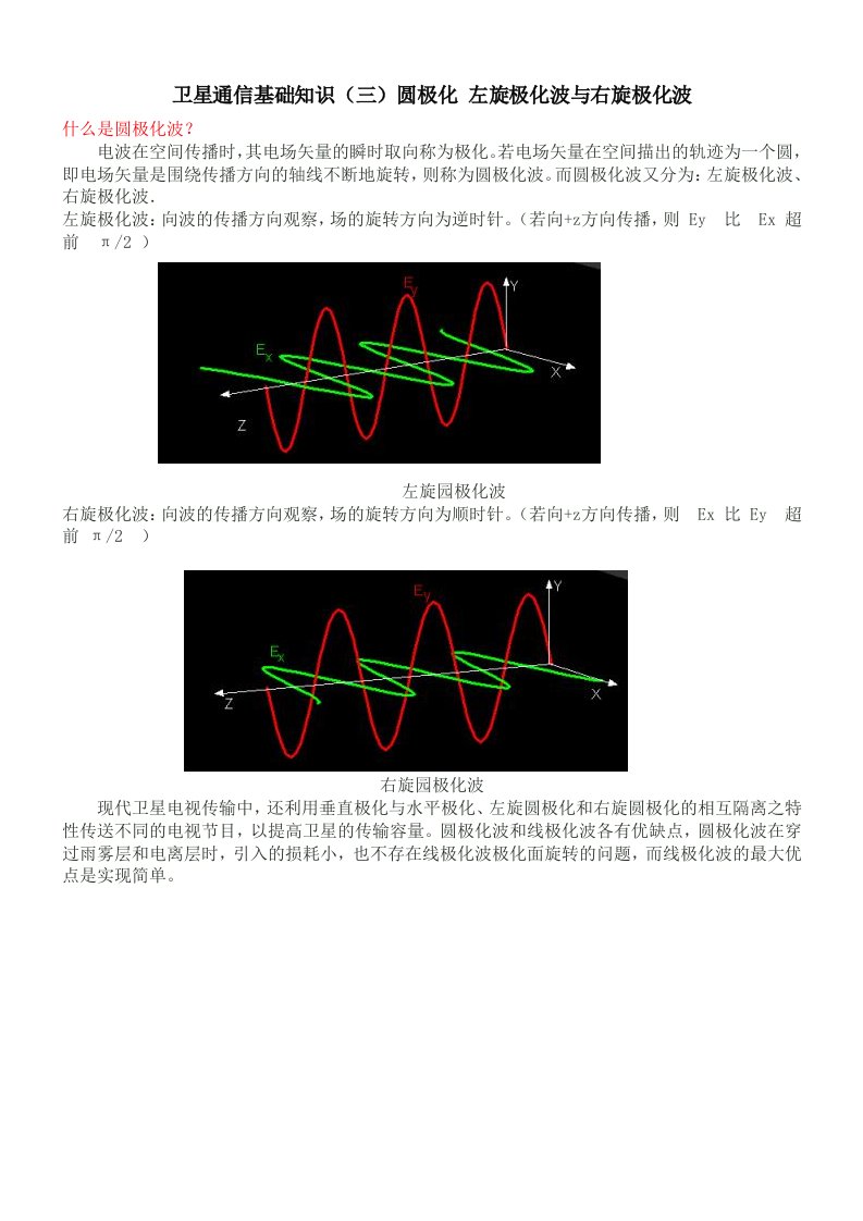 卫星通信基础知识(三)圆极化