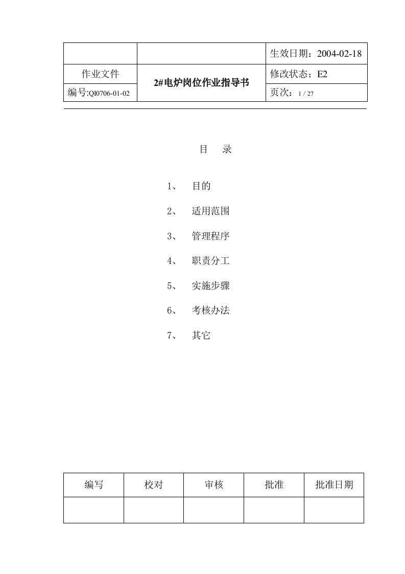 电炉炼钢岗位作业指导书