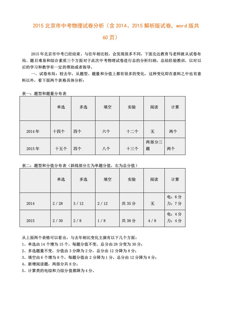 2015北京市中考物理试卷