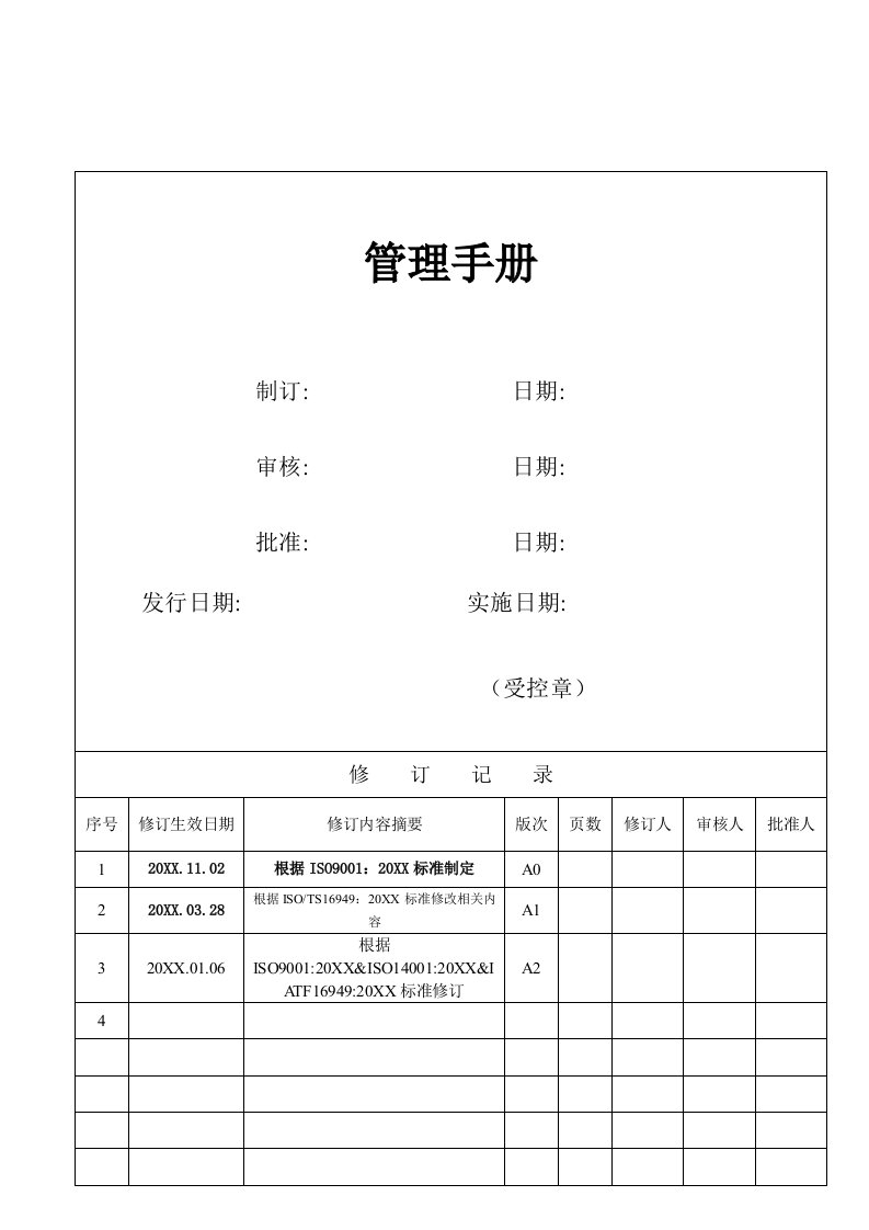 企业管理手册-IATF16949管理手册