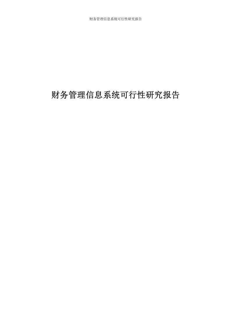 财务管理信息系统可行性研究报告