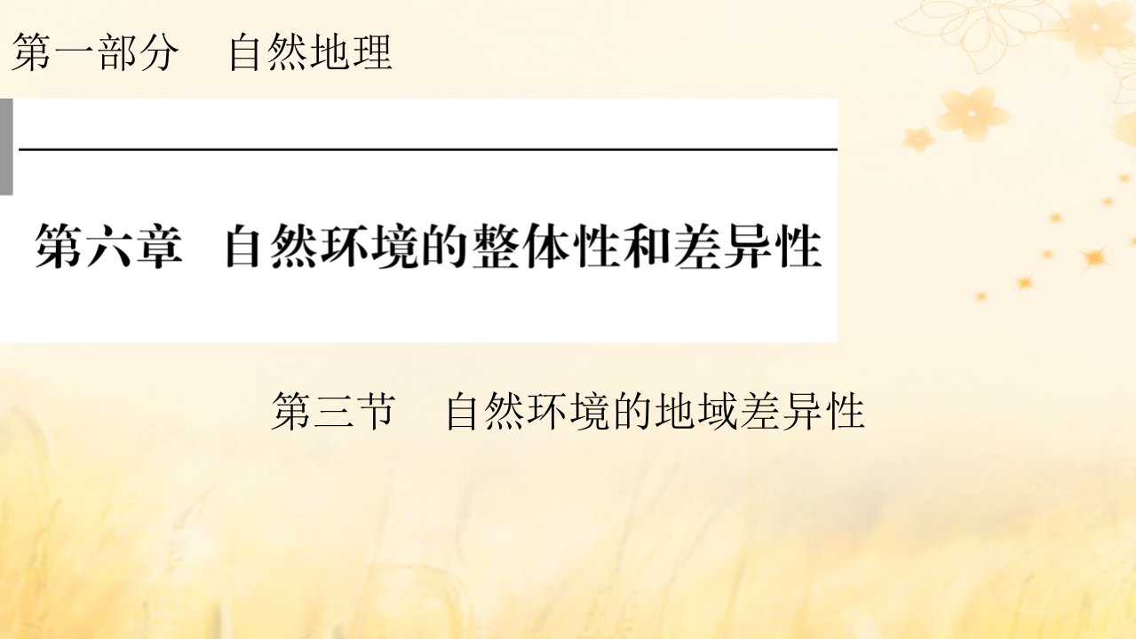 2023版高考地理一轮总复习第一部分自然地理第六章自然环境的整体性和差异性第三节自然环境的地域差异性课件