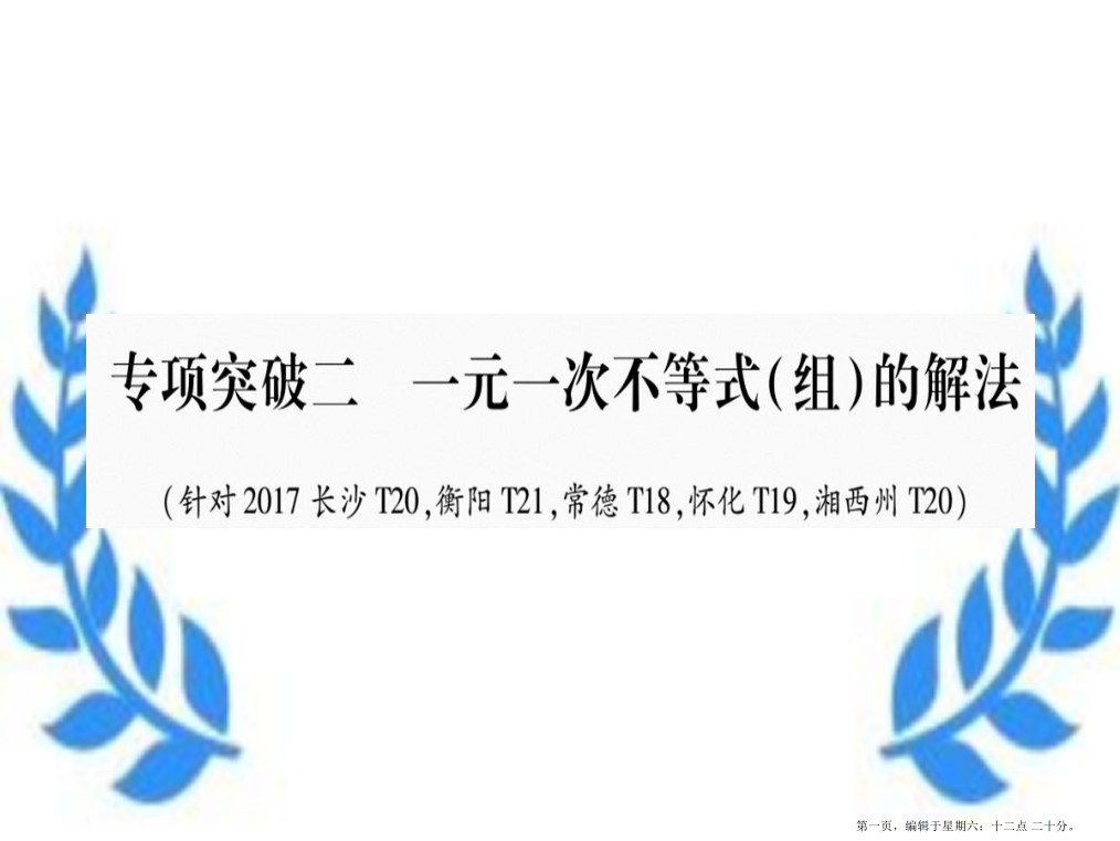 湖南专版2022中考数学总复习第二轮湖南中档题突破专项突破2一元一次不等式组的解法课件