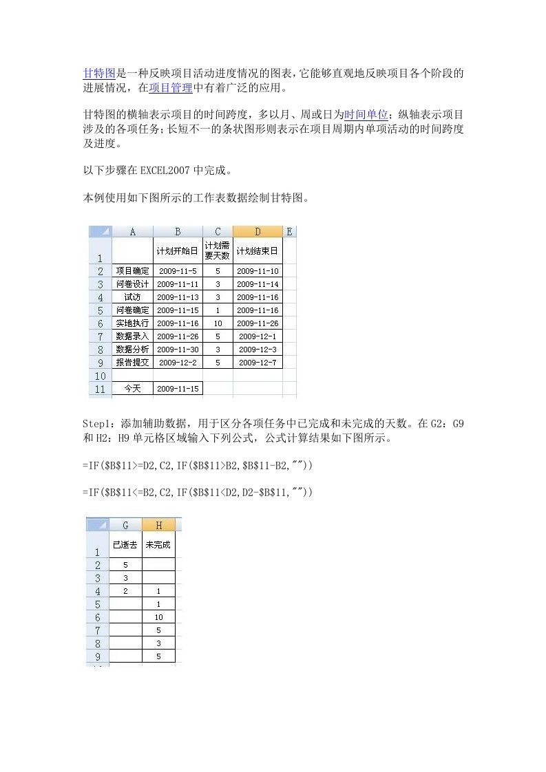 怎样用EXCEL画甘特图