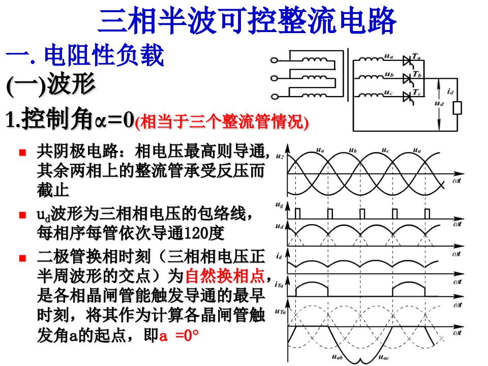 毕业设计精答辩PPT电力电子技术可控整流电路三相半波