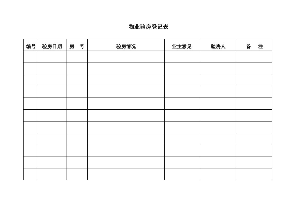 物业管理-10物业验房登记表