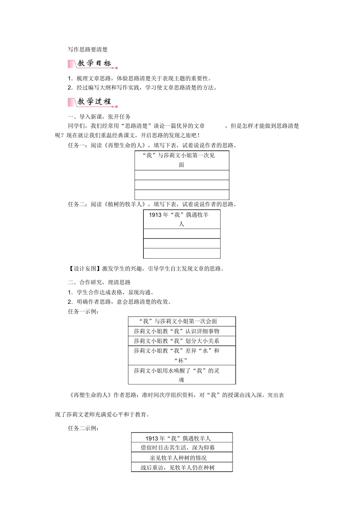 2019秋部编版七年级上册语文第四单元写作思路要清晰教案