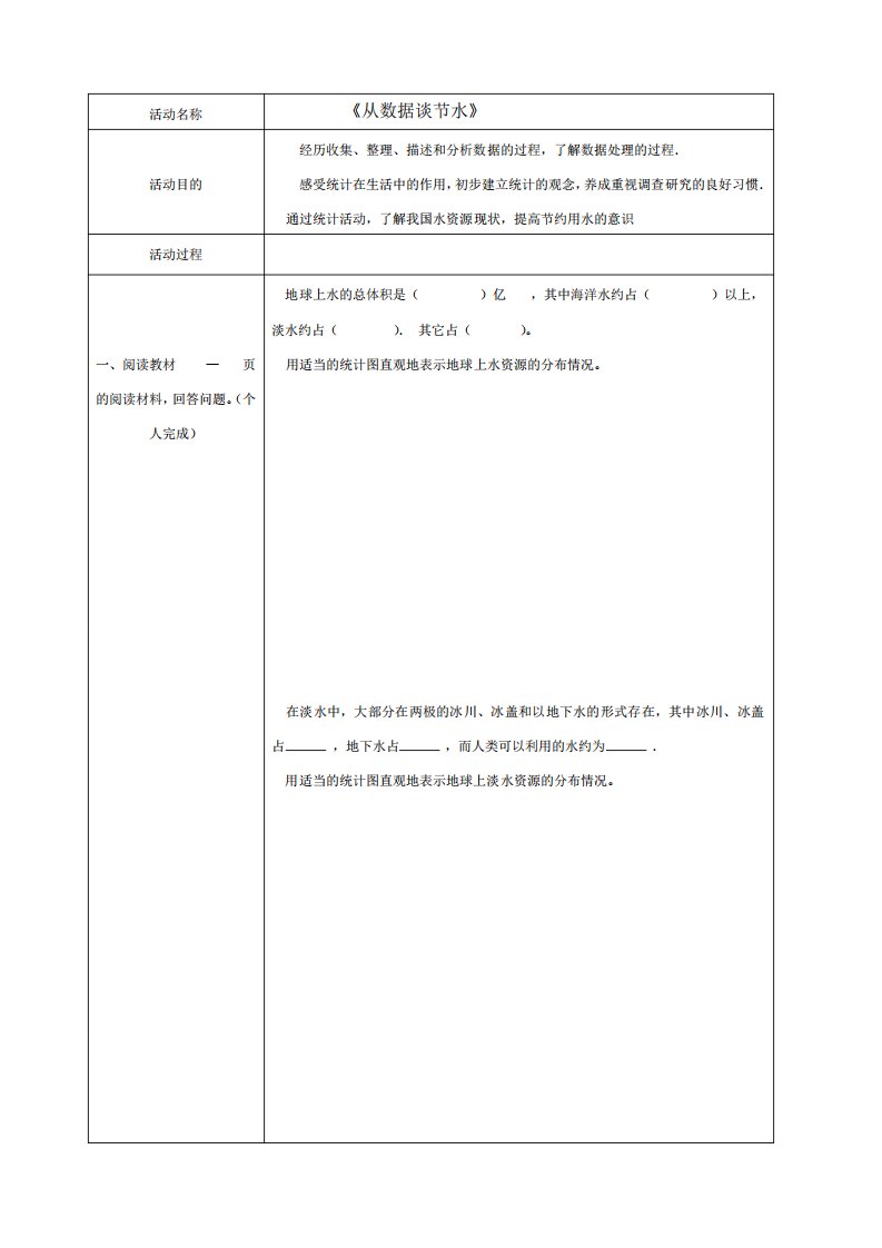 数学活动——《从数据谈节水》调查报告