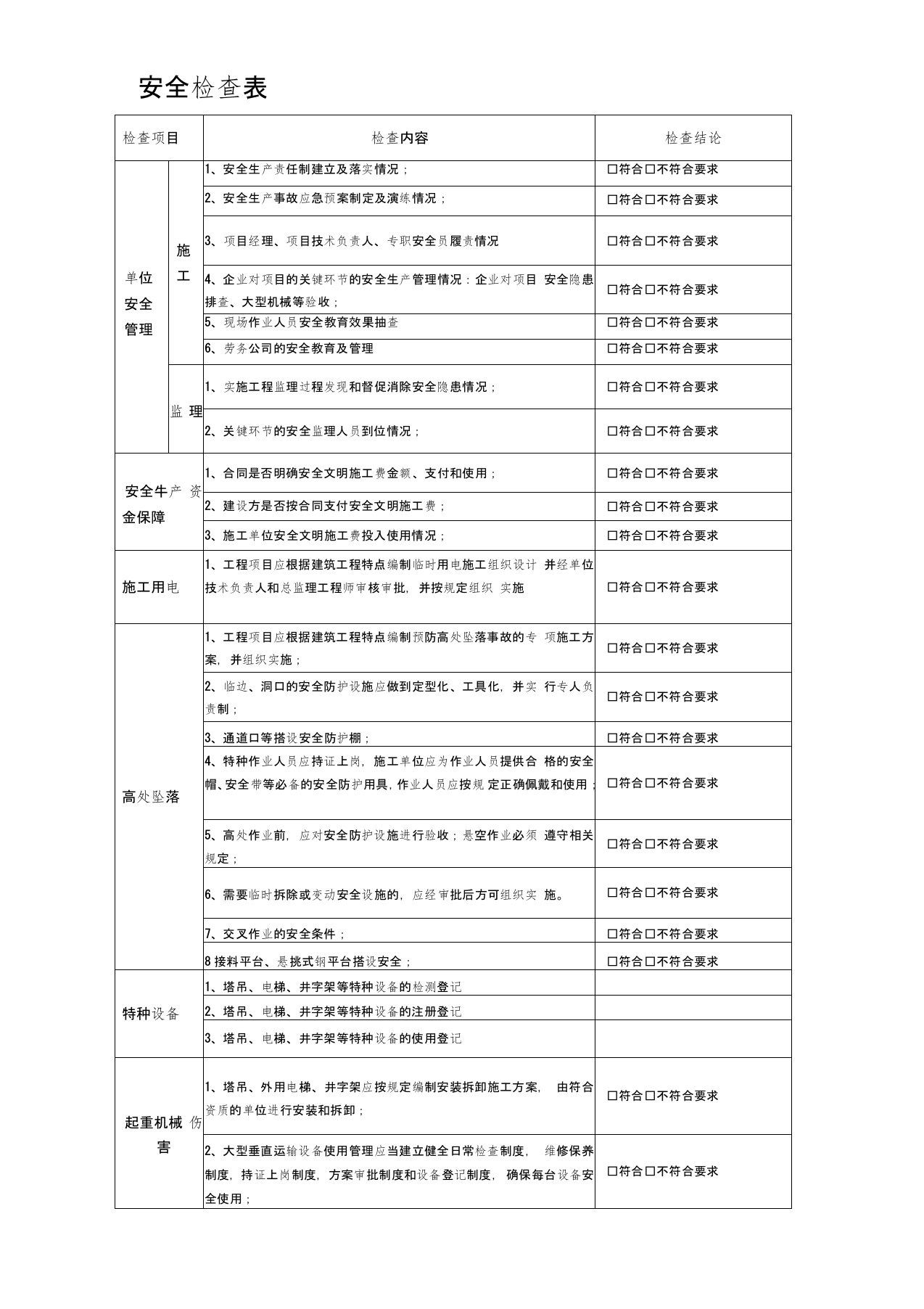 水利工程施工安全检查表(1.5)