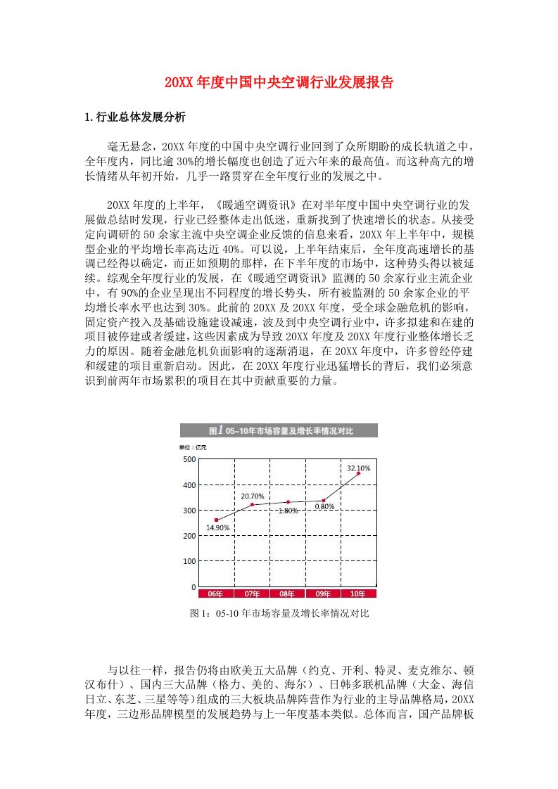 行业报告-中国中央空调行业发展报告