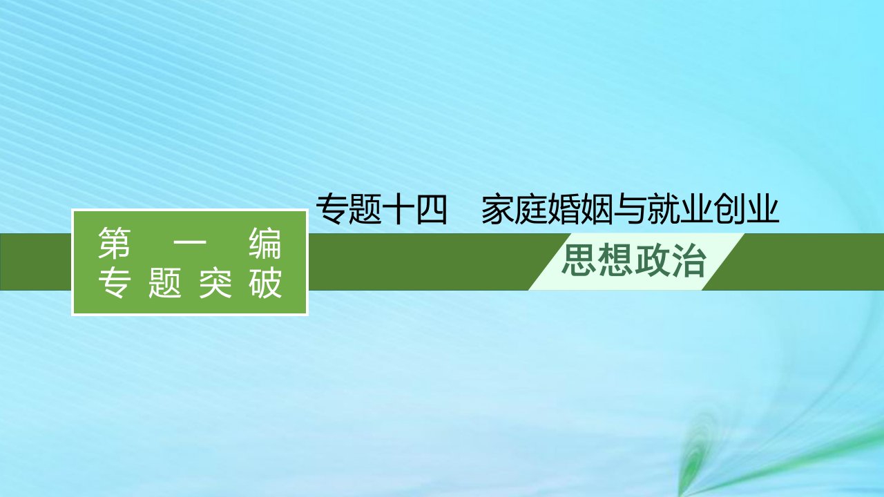 新高考新教材2024届高考政治二轮总复习专题14家庭婚姻与就业创业课件