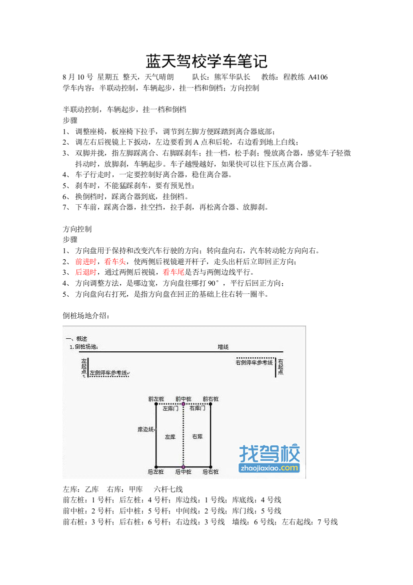 2012蓝天学车笔记