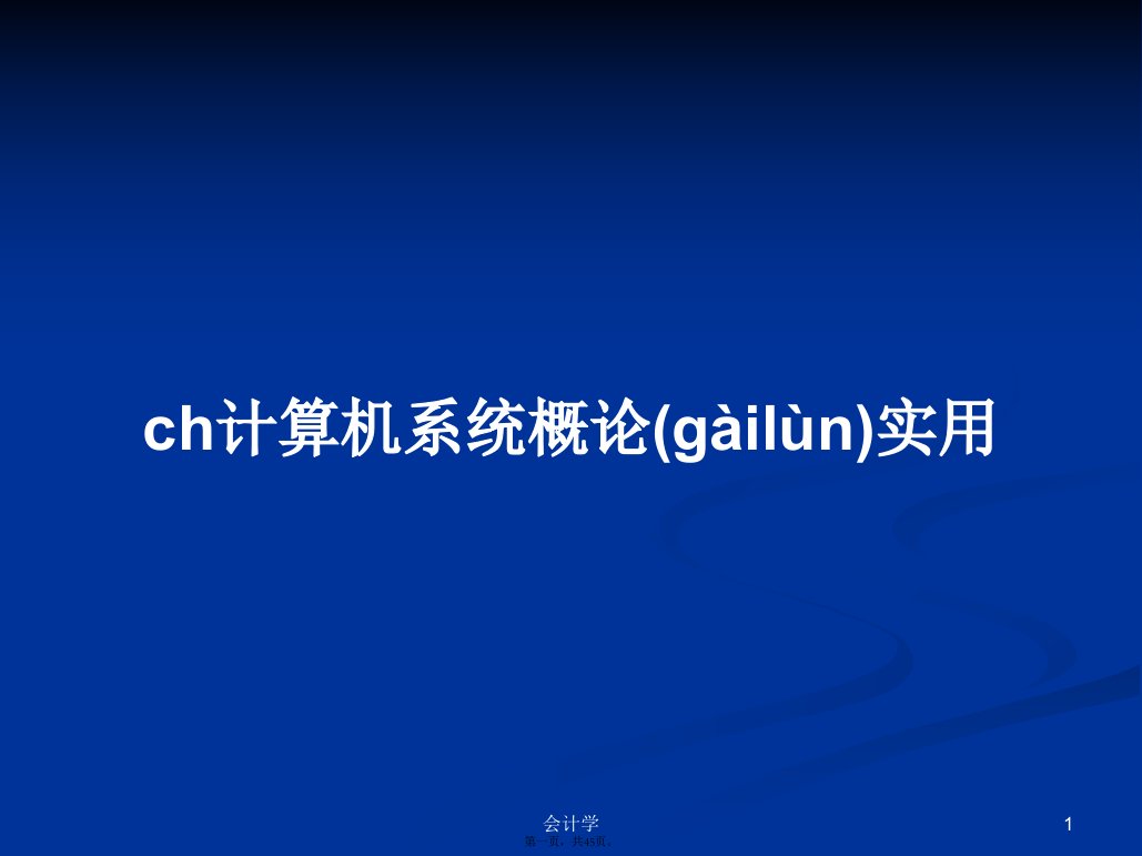 ch计算机系统概论实用学习教案