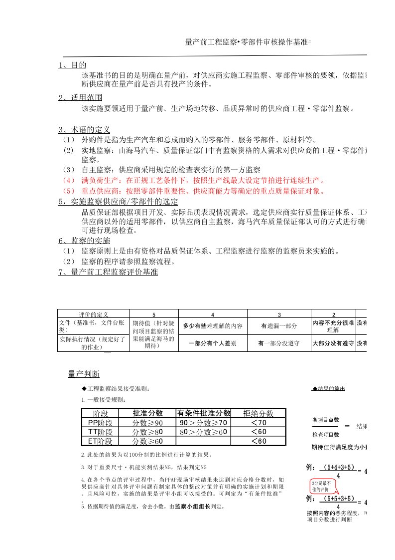 某汽车企业-量产前工程监察