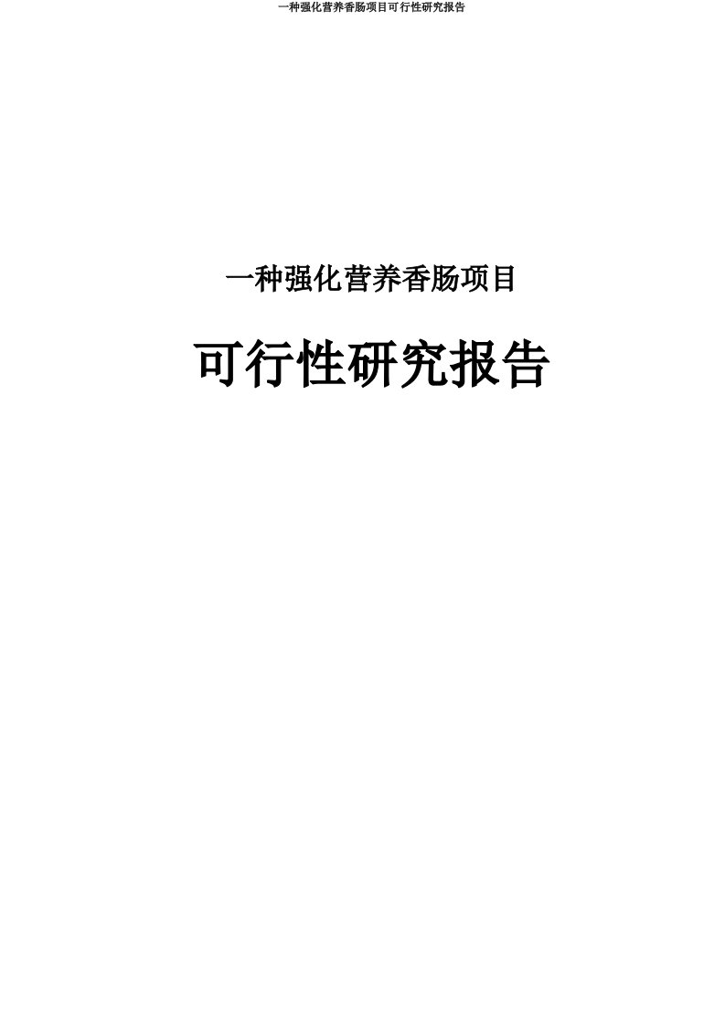 一种强化营养香肠项目可行性研究报告