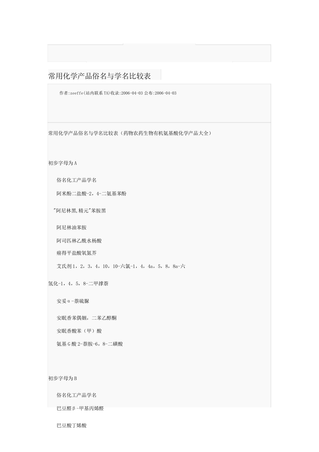 IASK常用化学关于产品俗名与学名对照表实用