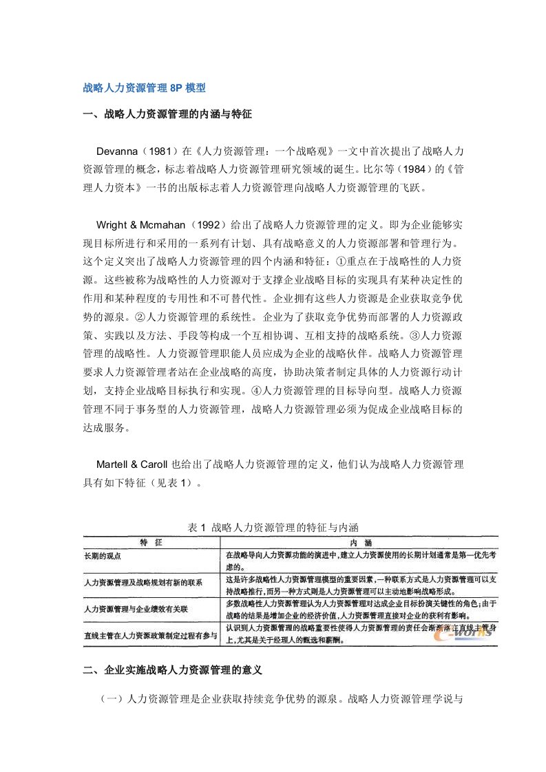 精选战略人力资源管理的P模型